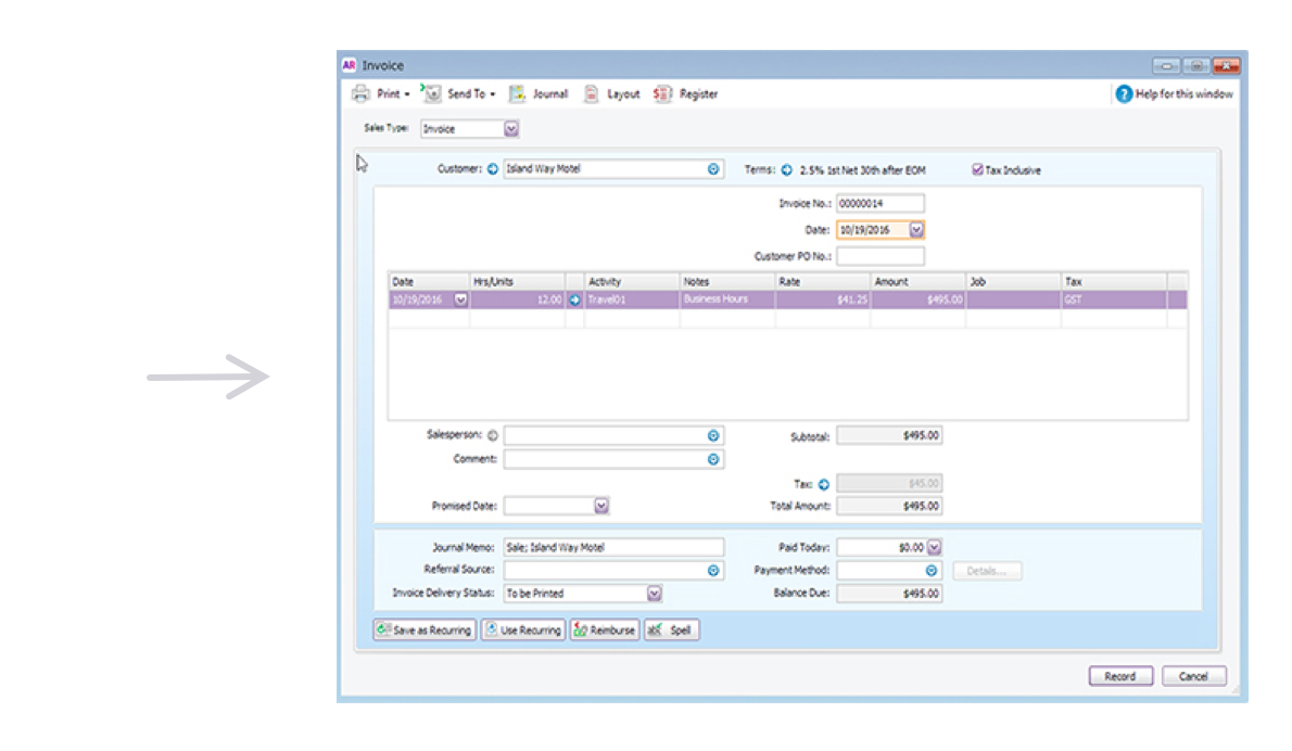 MYOB AccountRight Invoice